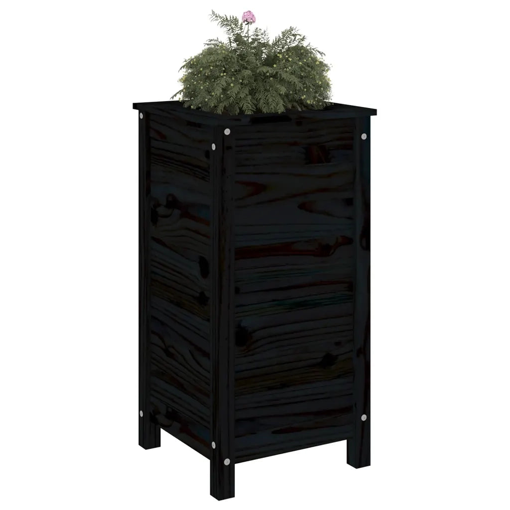 Fioriera da Giardino Nera 40x40x78 cm Legno Massello di Pinocod mxl 80232