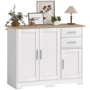 Cassettiera con ante e ripiani ¨C zephmum ¨C bianco e legno naturale 100x40x78