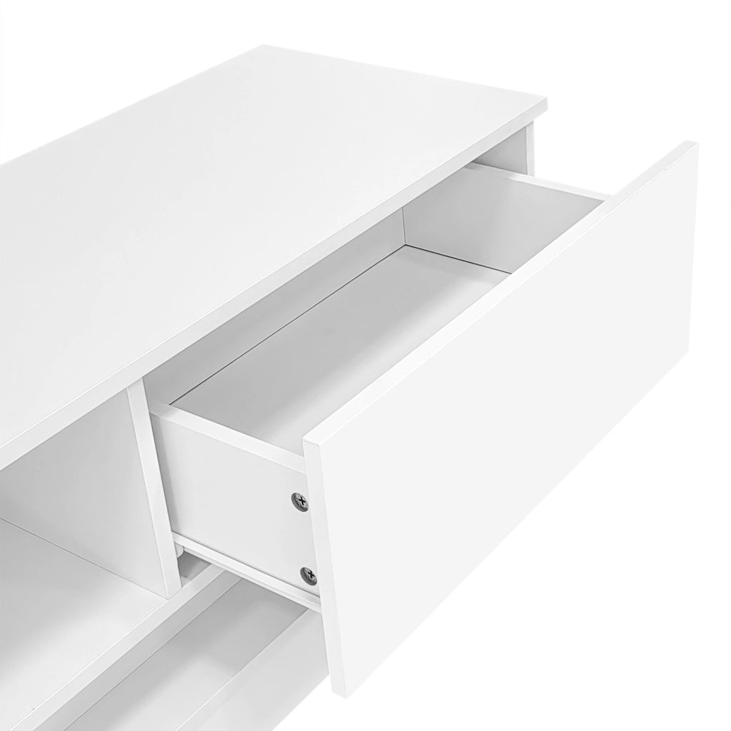 Mobile TV con 2 Cassetti e LED Controllati da App; Bianco Lucido; Soggiorno; 160¡Á35¡Á40;5 cm; in Truciolare