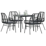 Set da Pranzo da Giardino con Cuscini 5 pz Polyrattan Vetro