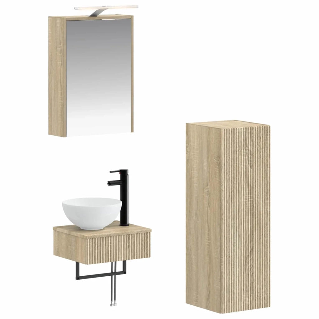 Set di Armadi da Bagno 4 pcs Rovere Sonoma 43 x 16 x 62,5 cm 3407369
