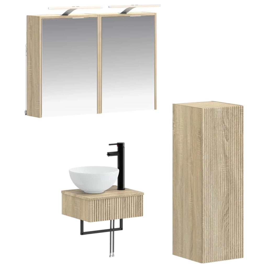 Set di Armadi da Bagno 4 pz Rovere Sonoma Legno ingegnerizzato 3407369