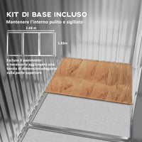 Casetta da Giardino con 4 Prese d'Aria e 2 Porte Scorrevoli 277x195x192 cm in Acciaio Marrone Chiaro