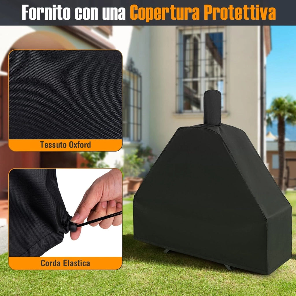 Forno per Pizza da Esterno, Forno a Legna per Pizza con Pietra per pizza, Pala per Pizza, Copertura in Tessuto Oxford Impermeabile, per Picnic, Festa e Campeggio