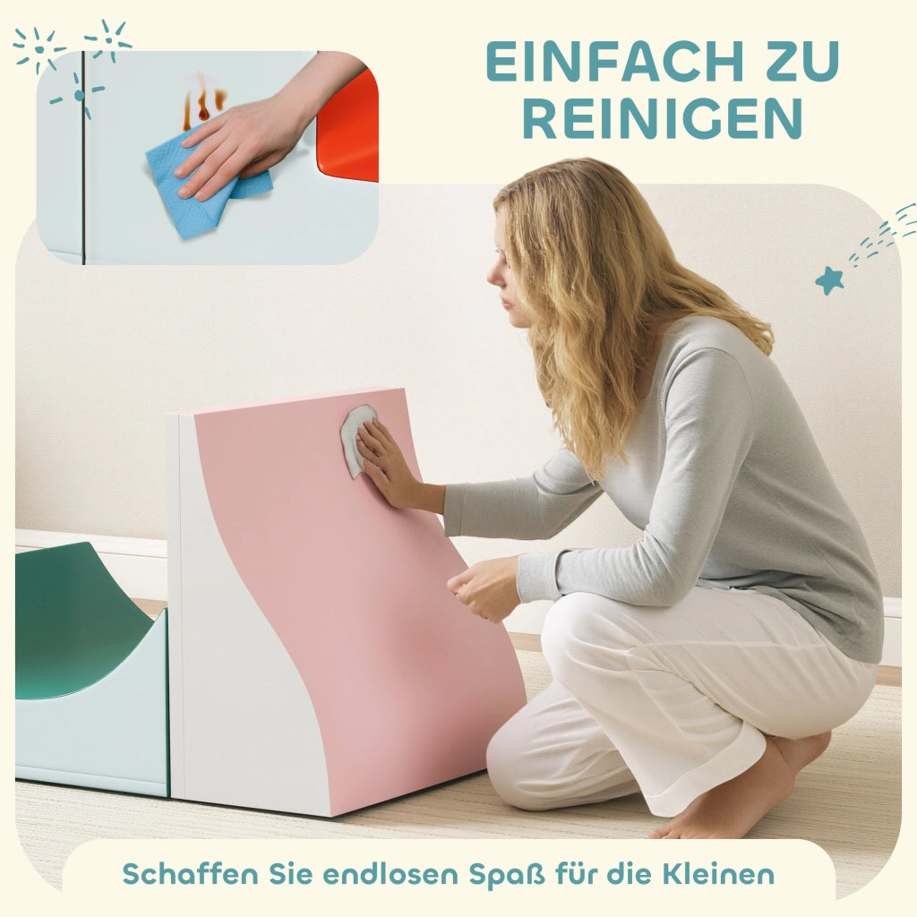 Set 3 Pezzi Blocchi Morbidi da Arrampicata per Bambini in Ecopelle e Schiuma EPE Grigio Chiaro Resistente