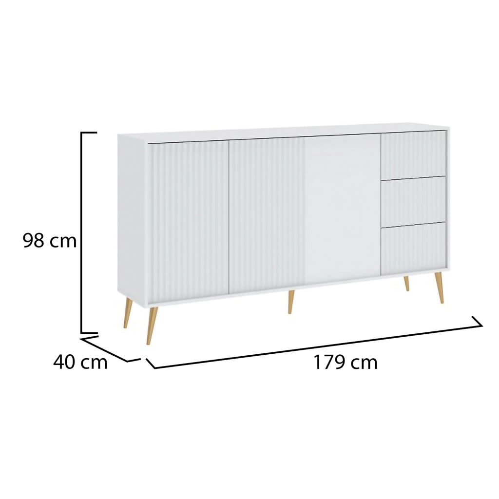 Madia Lenasi, Credenza 3 Cassetti, 179x40x98h cm Bianco