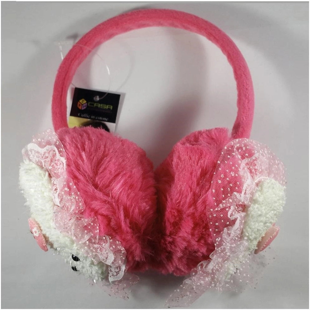 Trade Shop - Paraorecchie Rosa Corallo Coniglietto Orecchie Vento Freddo Imbottite Ragazze -