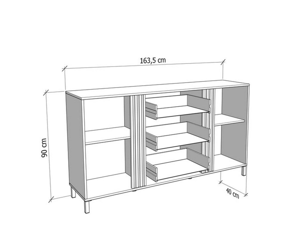 Madia Frisanco, Credenza 2 Ripiani, 163.5x40x90h cm Bianco Crema