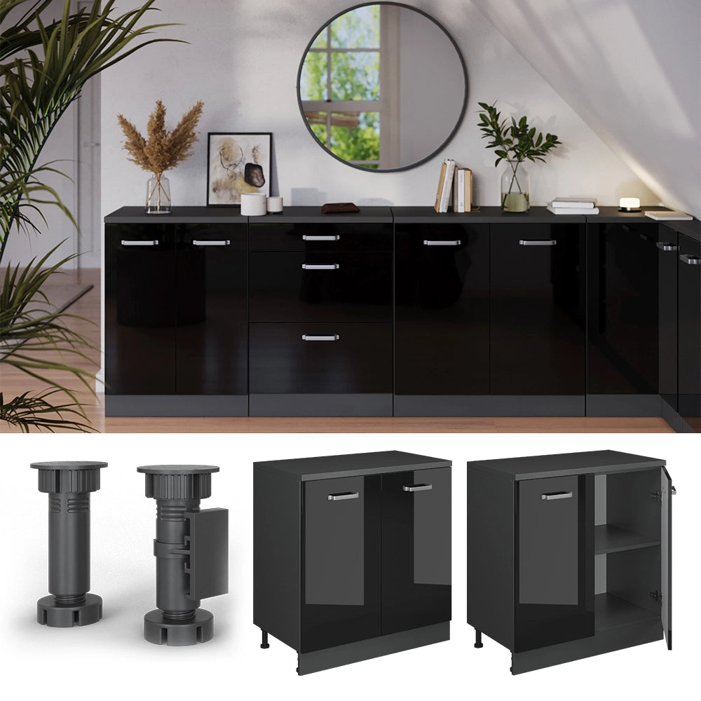Mobile per mansarda Rion Nero lucido/Antracite 80 x 83.8 cm senza inclinazione con 2 ante Vicco