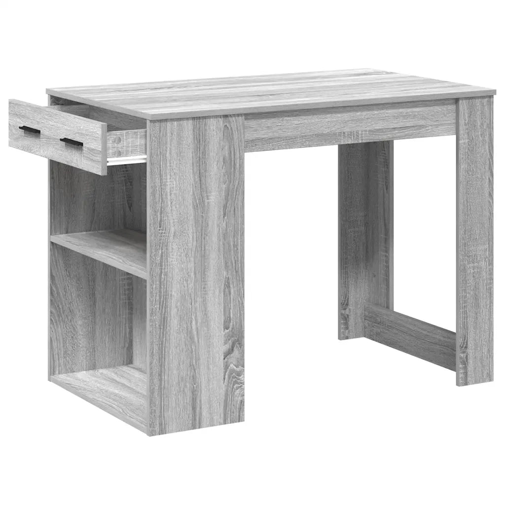vidaXL Scrivania con Cassetto Ripiano Grigio Sonoma Legno Multistrato