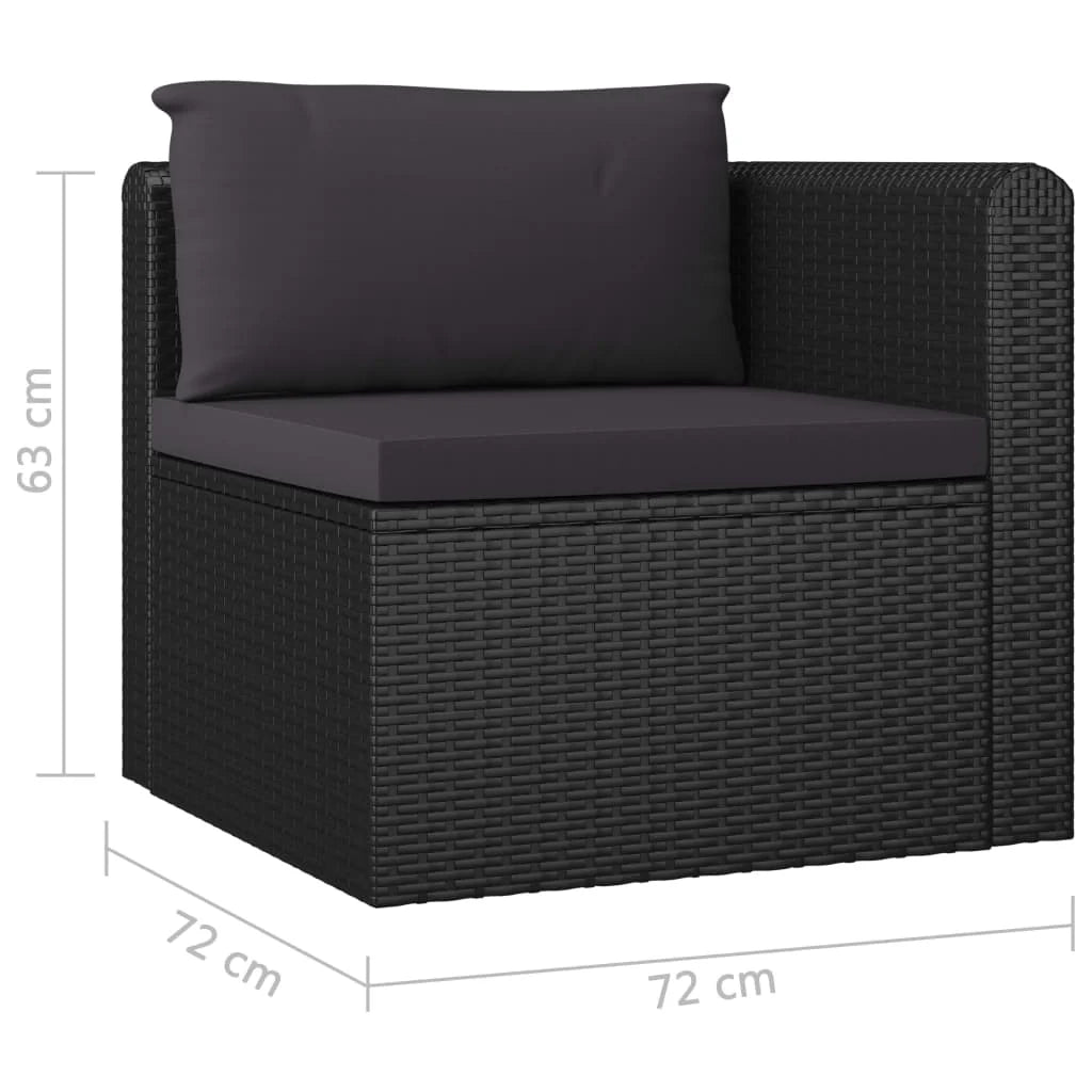 Mobili da giardino mobili da esterno Set di mobili da 9 pezzi con cuscini in resina intrecciata nera 02_0018153