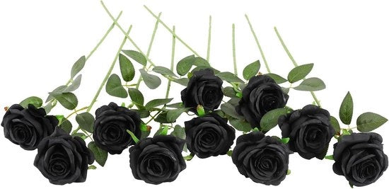 Decorazione floreale premium a fiori in tessuto, 10 pezzi, per uso domestico, ufficio e matrimoni, nero