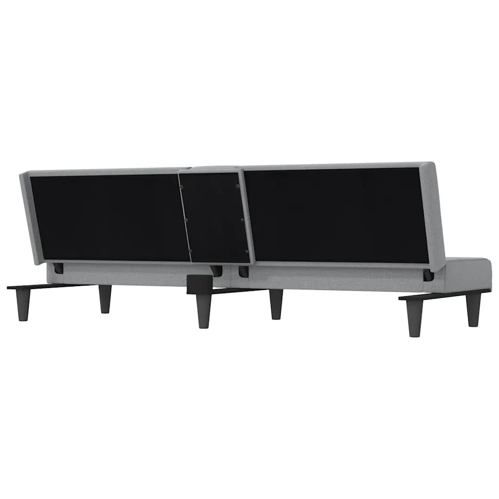 Divano Letto con Portabicchieri-Sofa Letto-Daybed in Tessuto Grigio Chiaro