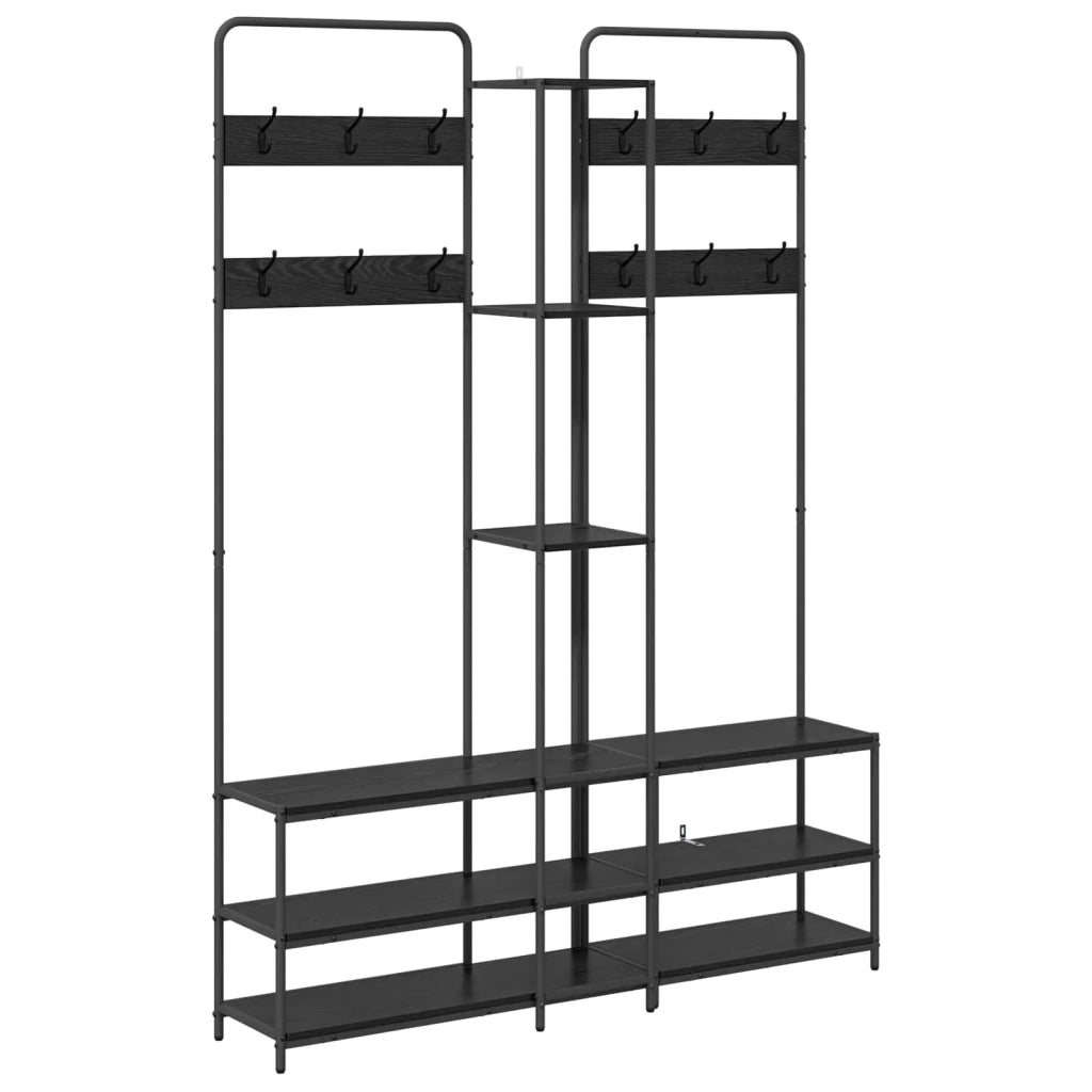 Appendiabiti con panca per scarpe Rovere Nero 8012044