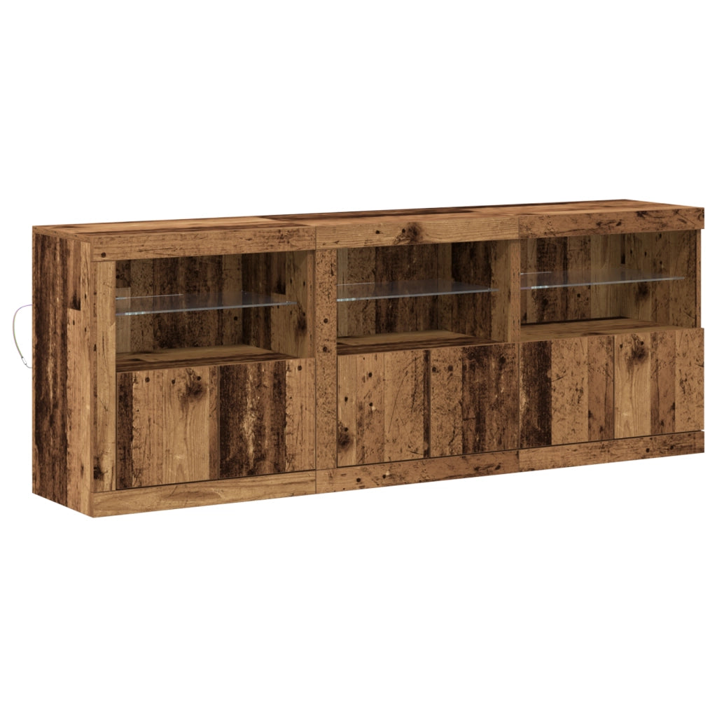 Credenza con Luci LED Legno Vecchio 181,5x37x67 cm Legno Ingegnerizzato