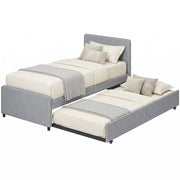 Letto Singolo Matrimoniale Imbottito con Rete a Doghe in Legno ¨C Minimal ¨C Grigio Chiaro 90x190 cm