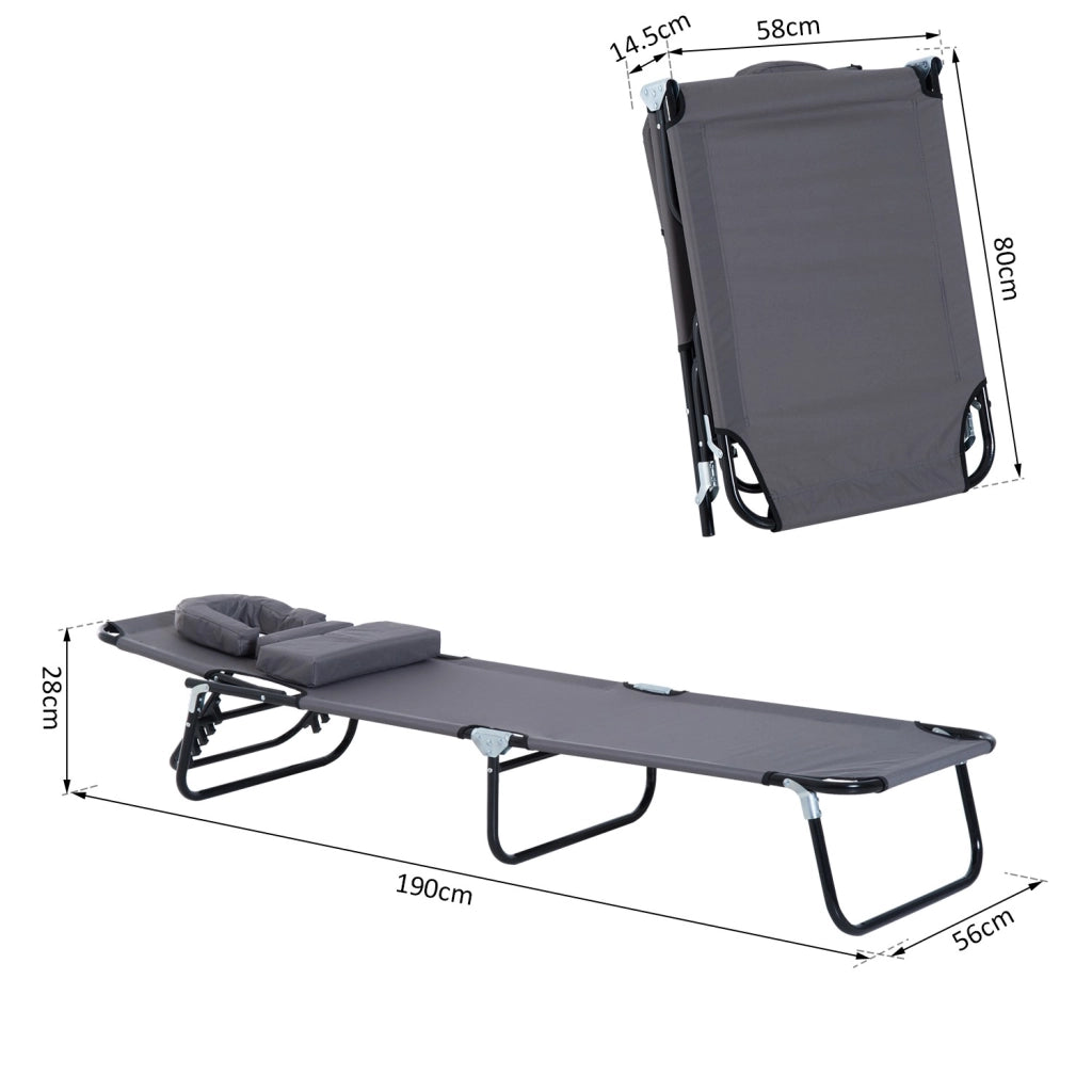 Easycomfort Sedia Sdraio da Esterno Pieghevole con Foro per il Viso e Cuscini, Lettino Prendisole da Giardino, Spiaggia e Campeggio, Grigio