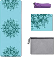 Mat di yoga, 1 e 1,5 mm, mat di yoga pieghevole, morbido, leggero, ecologico, asciugabile, con borsa, con cinturino, portatile, mat di fitness, imitazione pelle di suède e gomma naturale, mat di yoga per yoga caldo