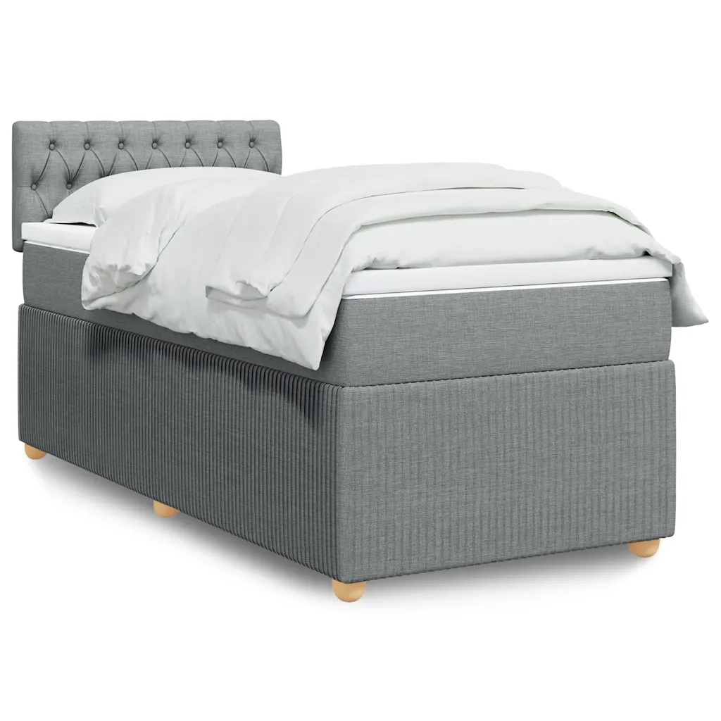 Giroletto a Molle con Materasso-Struttura Letto con Materasso Grigio Chiaro 80x200 cm Tessuto