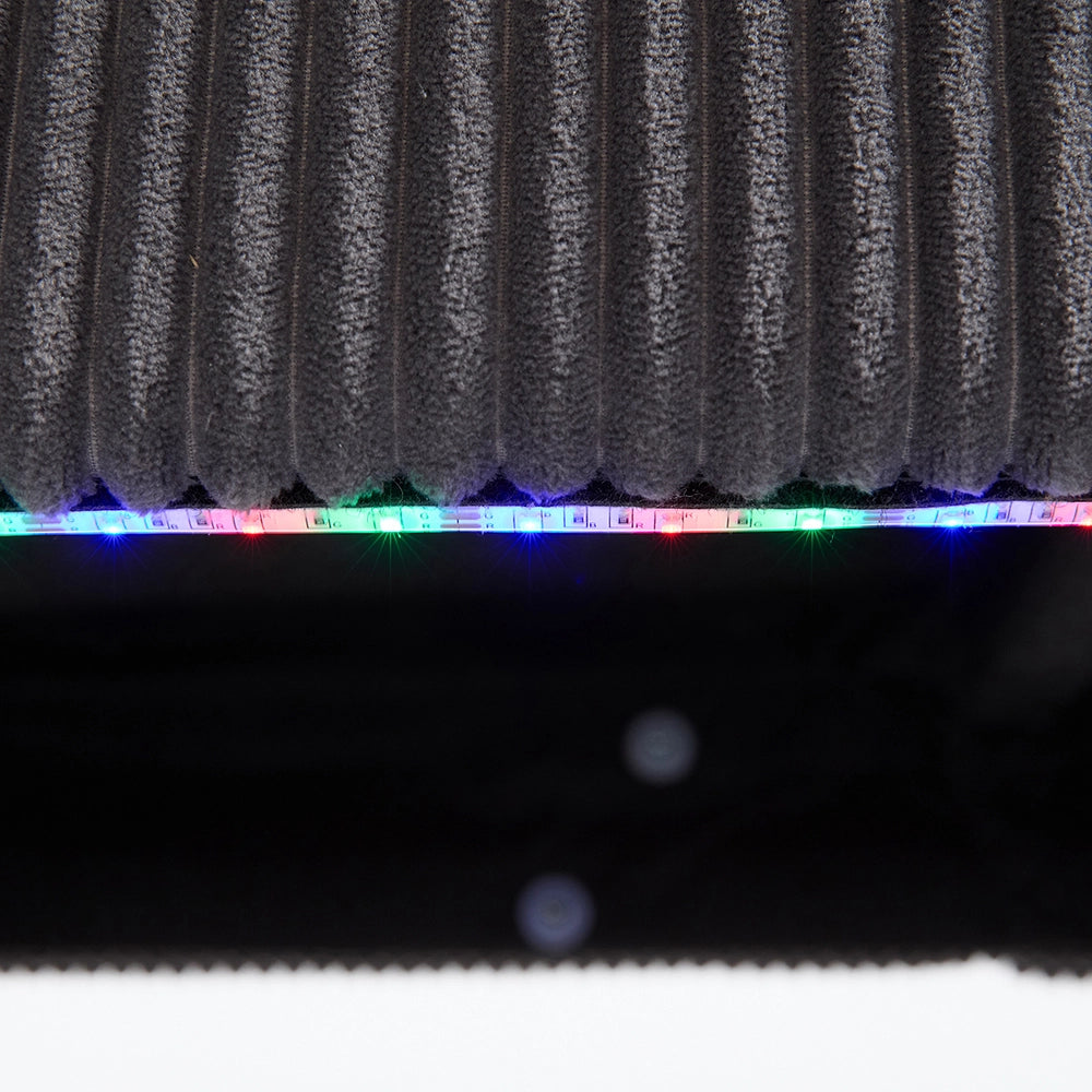 Divano a U - Xylo - LED/USB-C legno massello 4 cuscini grigio