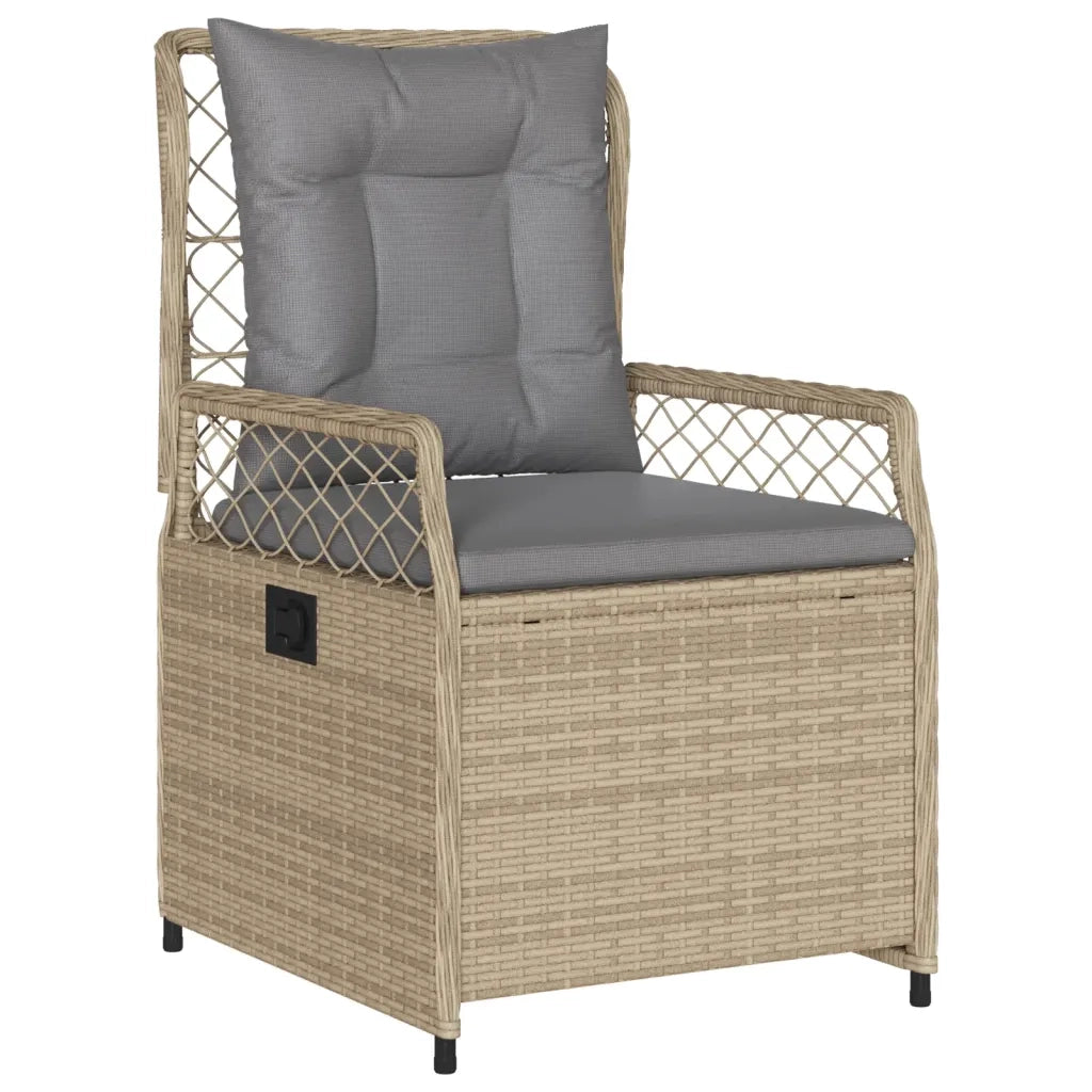 Set da Pranzo da Giardino 3 pz | Set Salotto da Giardino con Cuscini Beige in Polyrattan