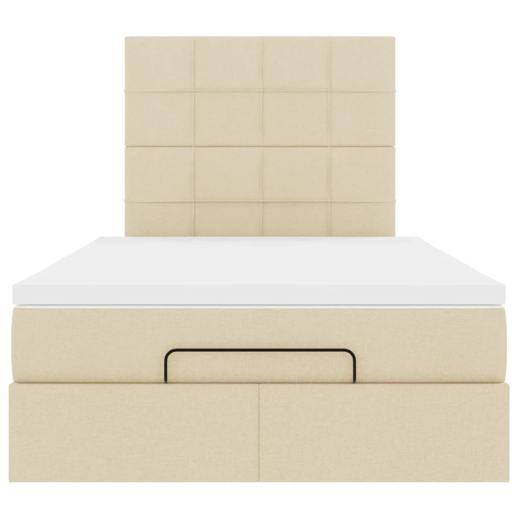 vidaXL Struttura Letto Pouf con Materasso Crema 120x200 cm in Tessuto