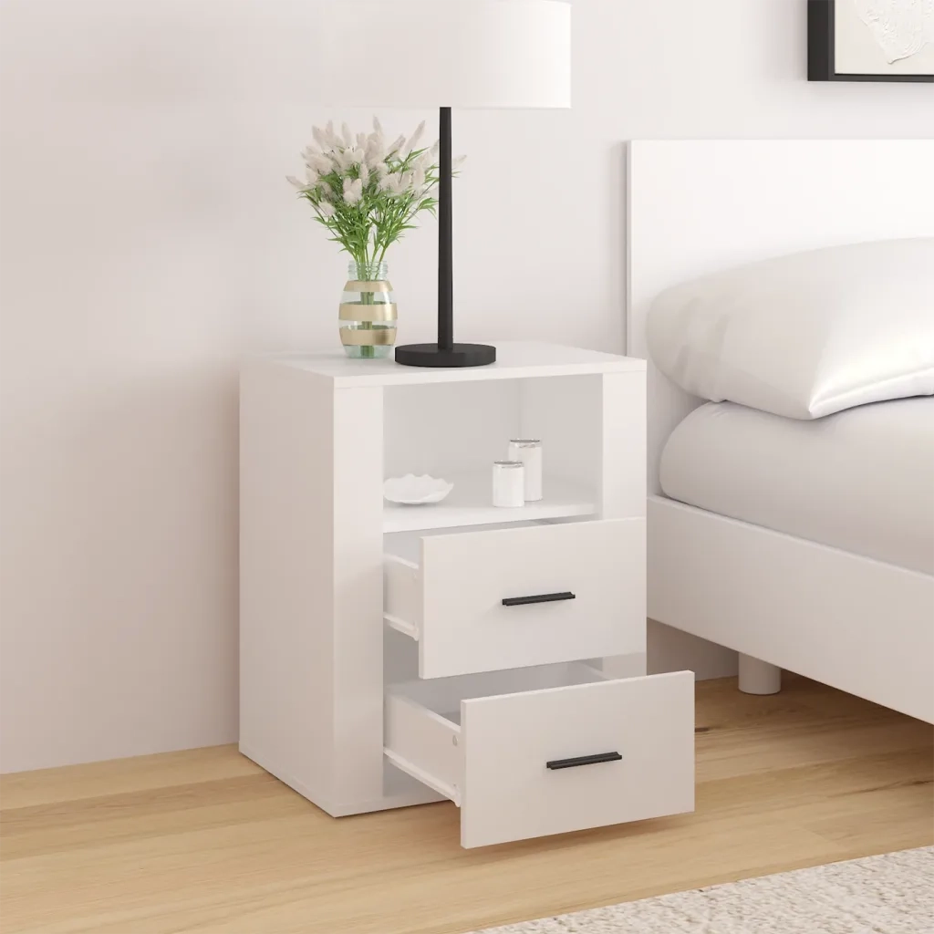 Comodino Bianco 50x36x60 cm in Legno Ingegnerizzato 816728