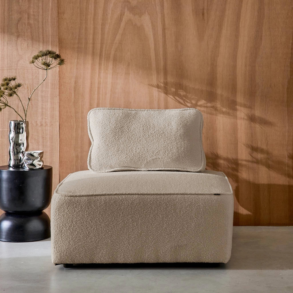 Modulo per divano modulare in tessuto bouclé, 1 posto, beige