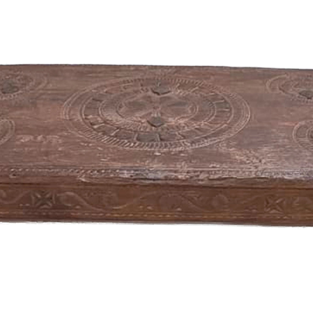 Tavolino in legno artigianale marrone 150x74x37h cm