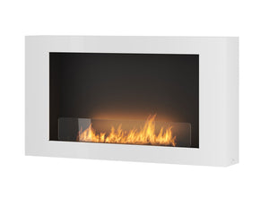 Camino a Bioetanolo da Parete 100x56 cm Murall 1000 Bianco con Vetro