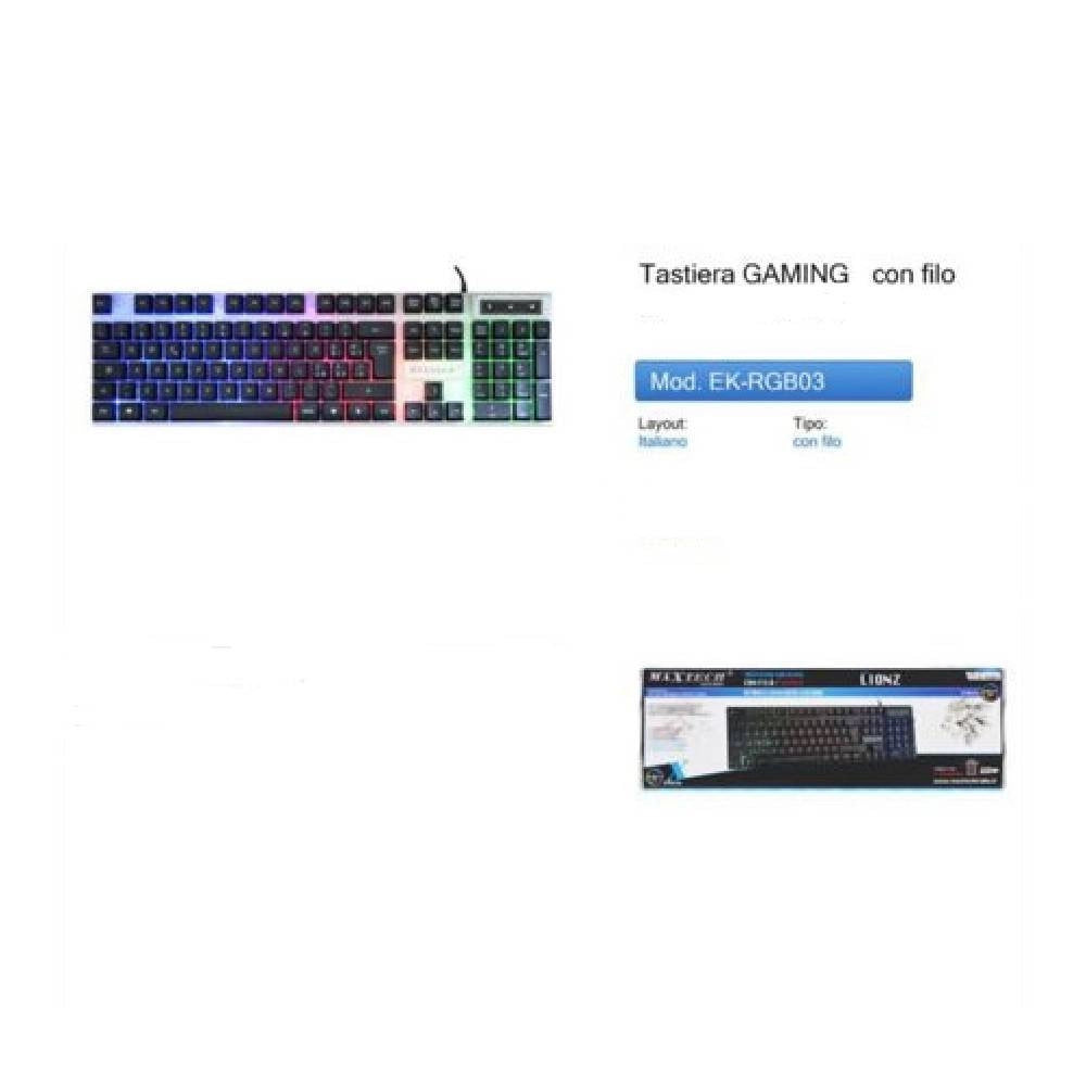 Trade Shop - Tastiera Gaming Da Gioco Led Retroilluminata Rgb Keyboard Pc Con Filo Ek-rgb03 -