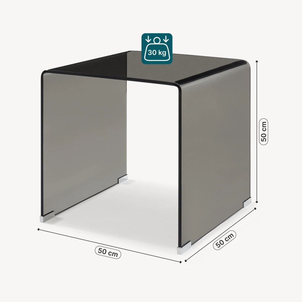 Tavolino da Salotto Varlofrek in Vetro 50 x 50 x 50 cm - Grigio Scuro [en.casa]