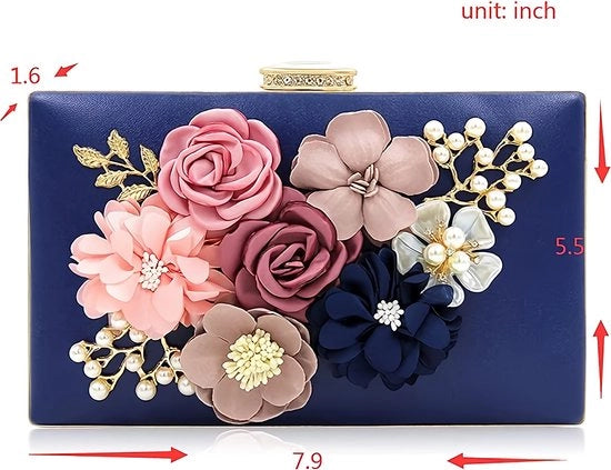 Borsa da sera con fiori, borsa da sposa elegante