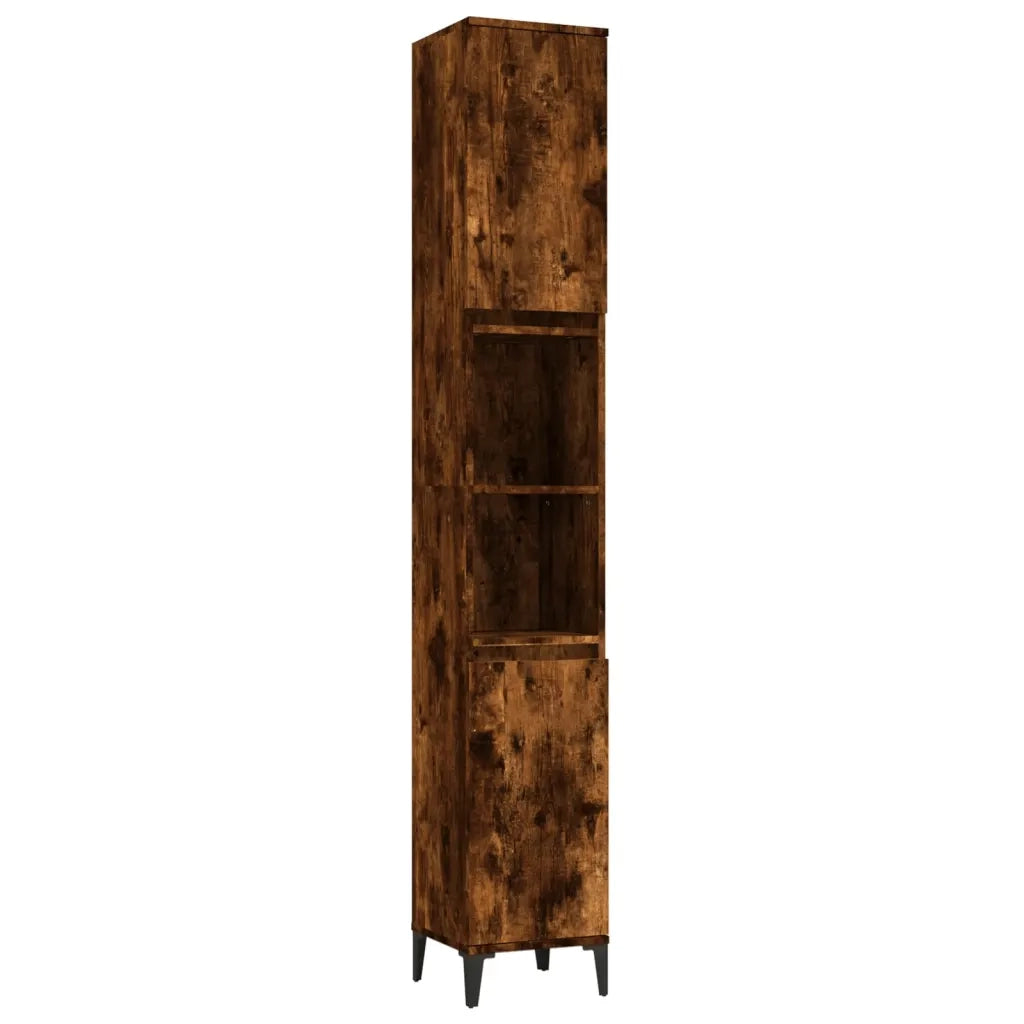 Set Mobili da Bagno 3 pz Rovere Fumo in Legno Multistrato 3185548