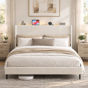 Letto matrimoniale imbottito 180x200 cm in velluto a coste
