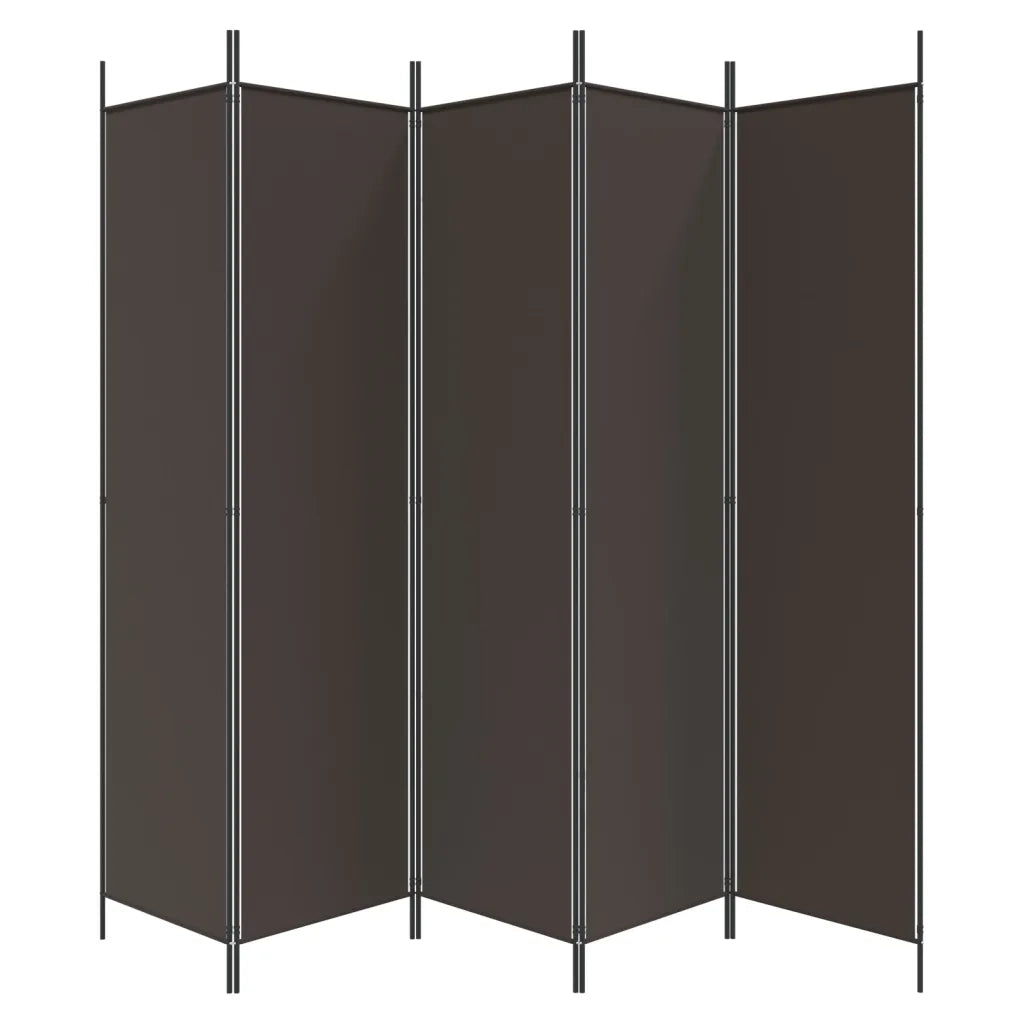 Divisorio a 5 Pannelli Marrone 250x200 cm in Tessuto 350187