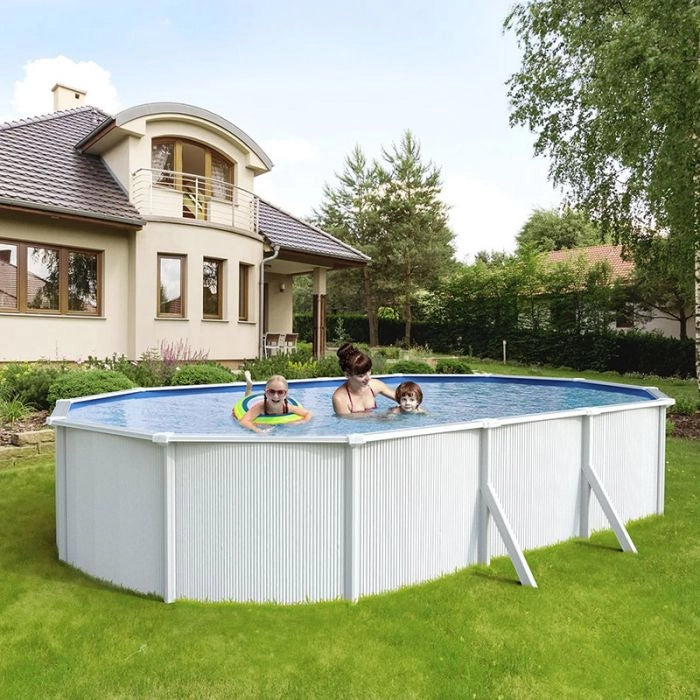 Piscina Fuori Terra Steel White - 6,10 X 3,65 X H.1,32 M - Kit Base