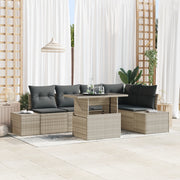 Set Divani Giardino da 6 Pezzi con Cuscini Grigio Chiaro in Rattan