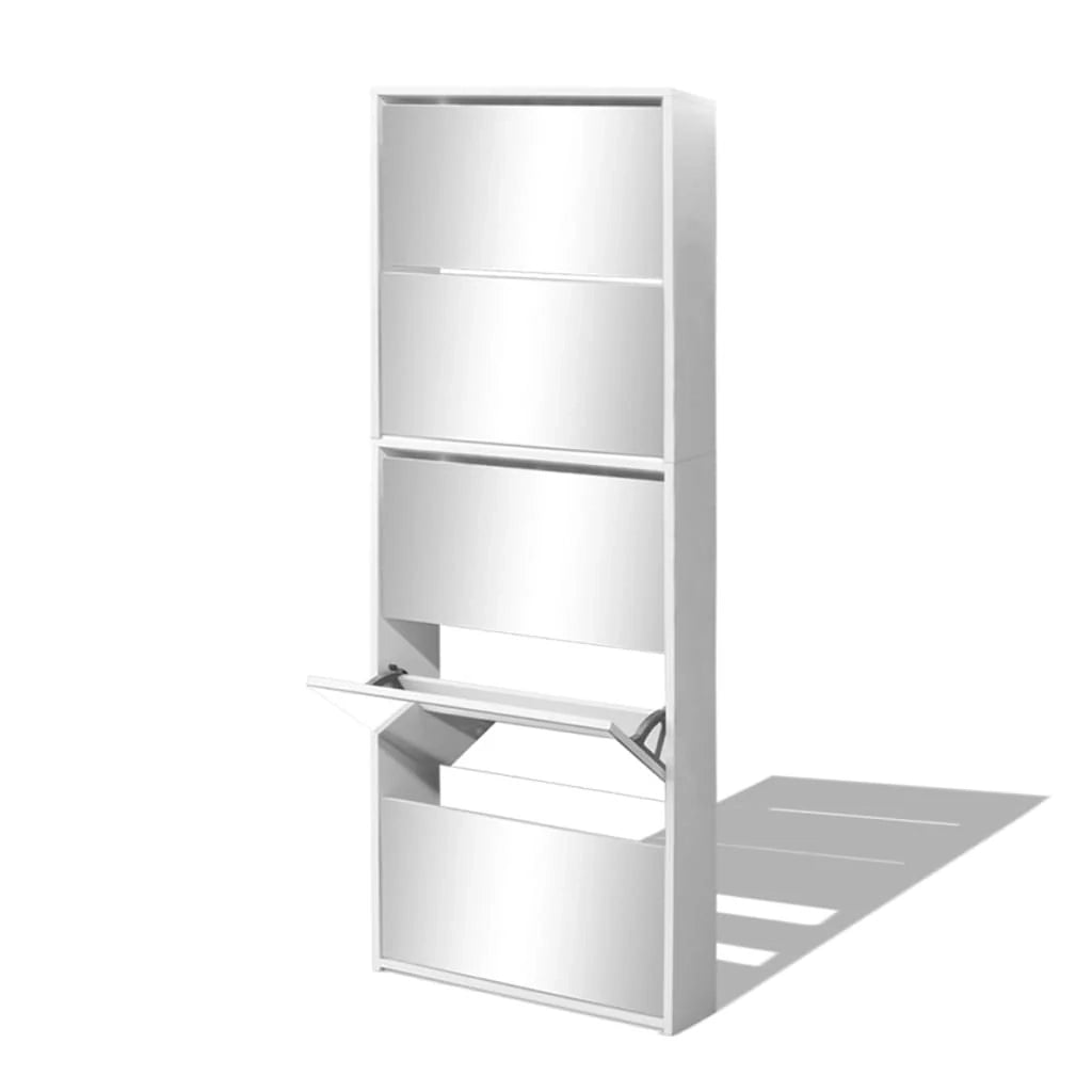Scarpiera con 5 ripiani e specchio 63 x 17 x 169,5 cm bianco 02_0043396