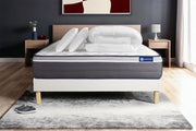 Pacchetto letto completo - Materasso 140x190cm + Box spring con doghe (in kit) + 2 cuscini + Piumino - Actilatex Plus