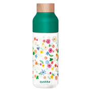 Bottiglia d'acqua riutilizzabile Ice 720ml con tappo in legno e motivo floreale Verde Quokka