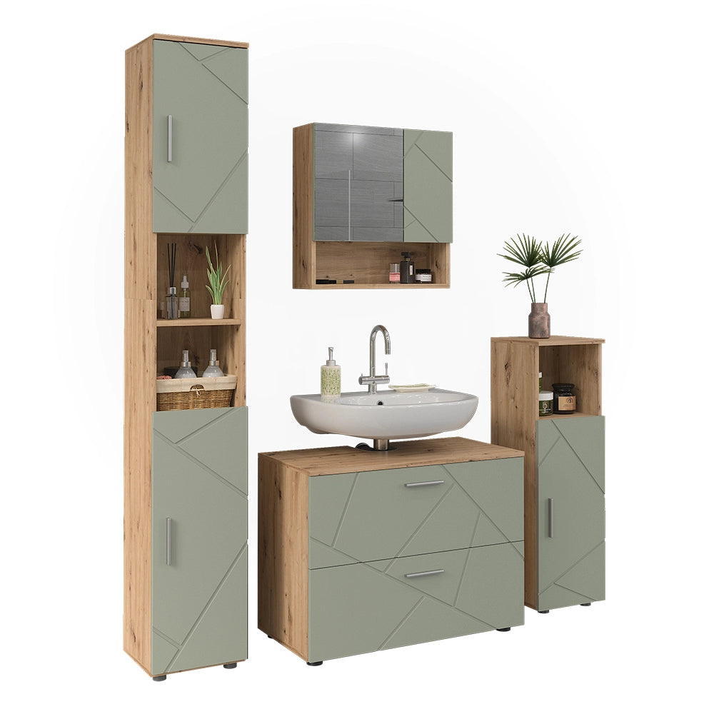 Vicco Set di mobili da bagno Verde salvia 4 parti
