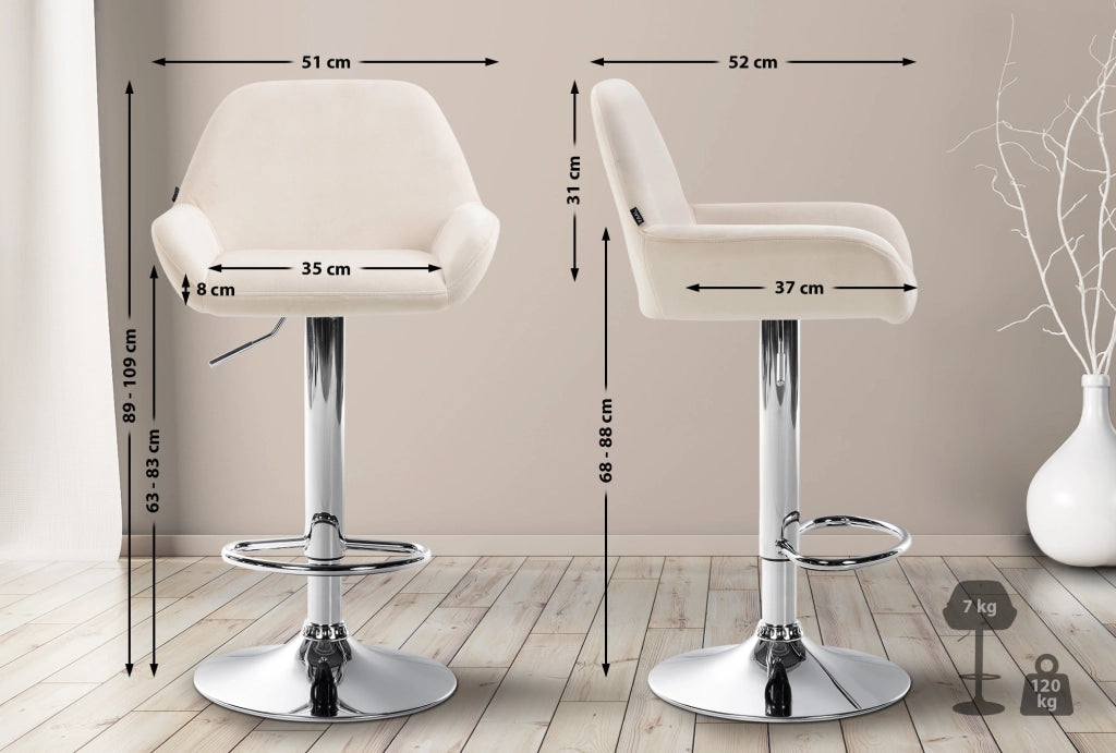 Set di 2 sgabelli da bar Braga velluto cromato 3