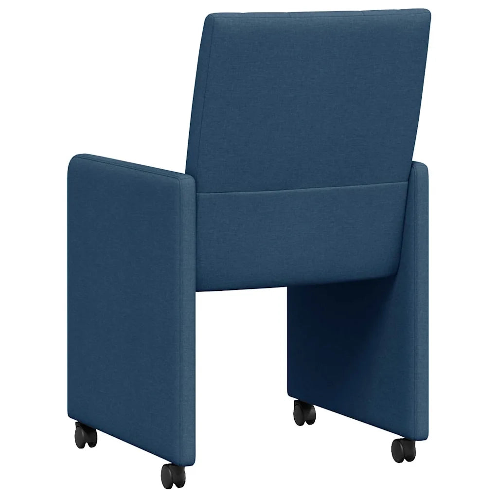 Sedie da Pranzo con Ruote 2 pcs Blu 58 x 65 x 94 cm Tessuto 42017837