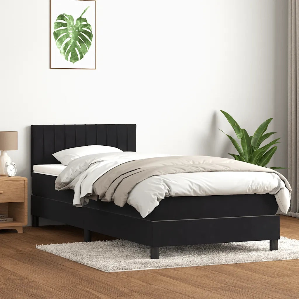Giroletto a Molle con Materasso Nero 90x210 cm in Velluto 3316385