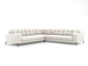 Cosmopolitan Design - Divano angolare reversibile "Bali" 6 posti in tessuto strutturato beige chiaro 