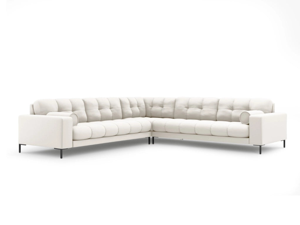 Cosmopolitan Design - Divano angolare reversibile "Bali" 6 posti in tessuto strutturato beige chiaro 