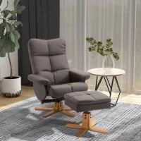 Poltrona Sedia Relax Reclinabile con Poggiapiedi in pelle PU Marrone