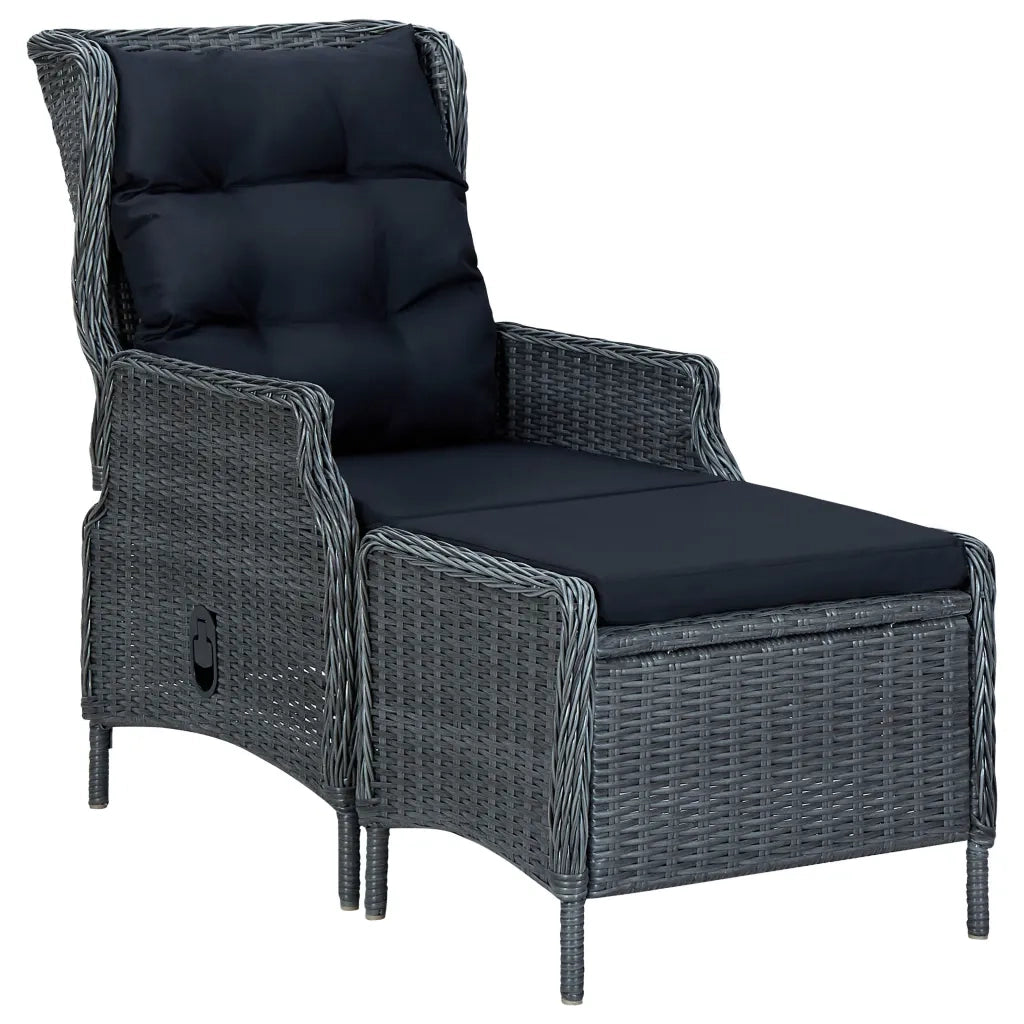 Set da Pranzo da Giardino 9pz e Cuscini Polyrattan Grigio Scuro cod mxl 42226