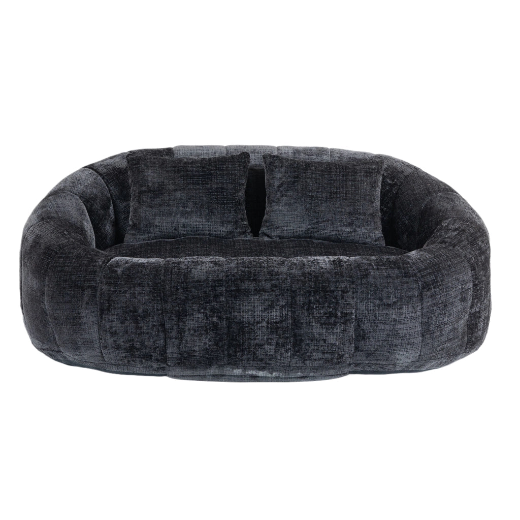 poltrona bean bag 145x95 cm in ciniglia nera， senza montaggio per salotto e camera